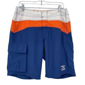 Nautica‎ Retro Colorblock Board Shorts Men's 32 Logo Surf Beach Vacation
